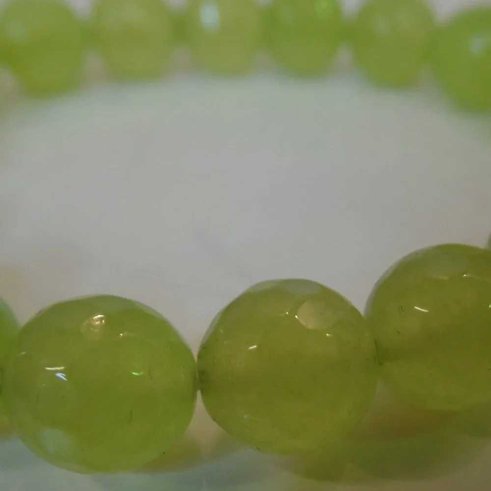 Lime Faceted Cut Glass Beaded Bracelet W 9.25 Sterling Silver Bead 7" $116 NWOT - Picture 5 of 6